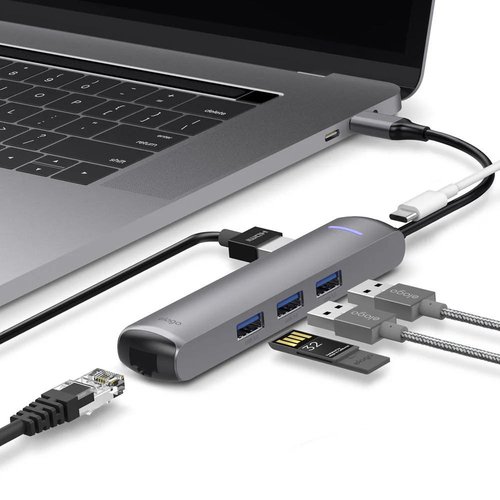 6 in 1 Ethernet / HDMI Multi Hub USB-C - Image 2