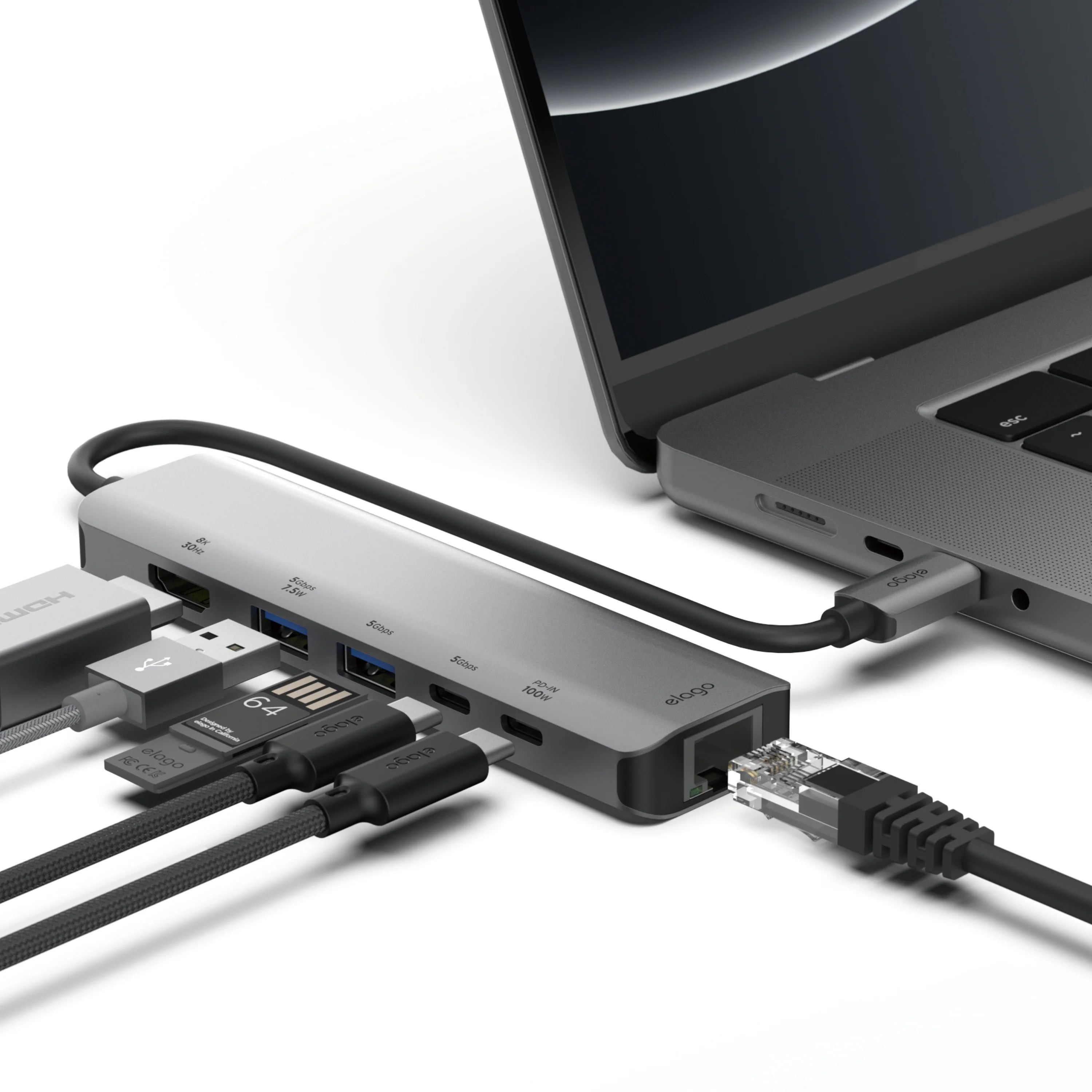 6 in 1 Ethernet HDMI Multi Hub USB-C (2nd)