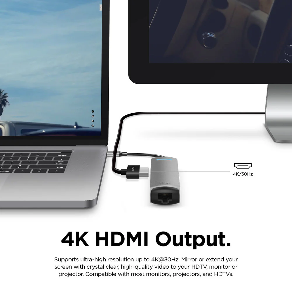 6 in 1 Ethernet / HDMI Multi Hub USB-C - Image 5