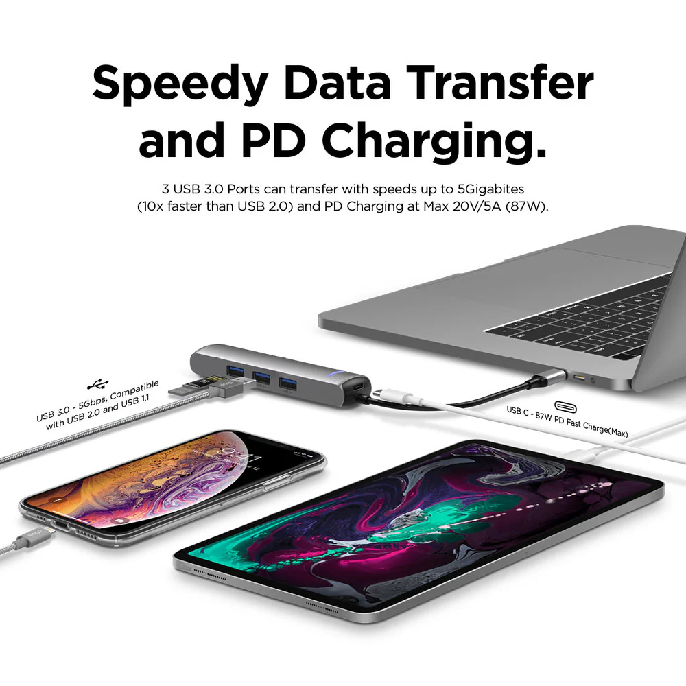 6 in 1 Ethernet / HDMI Multi Hub USB-C - Image 6