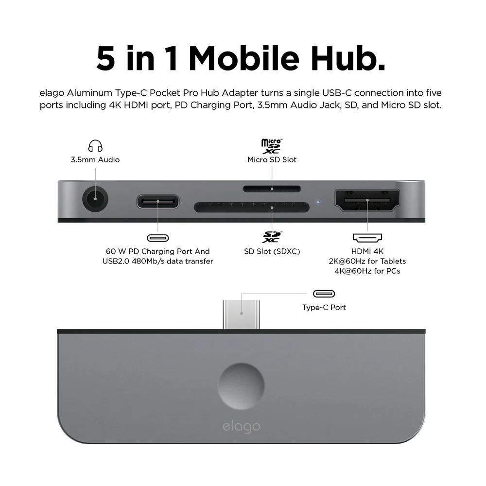 Aluminum Type-C Pocket Pro Hub Adapter [2 Colors] - Image 4