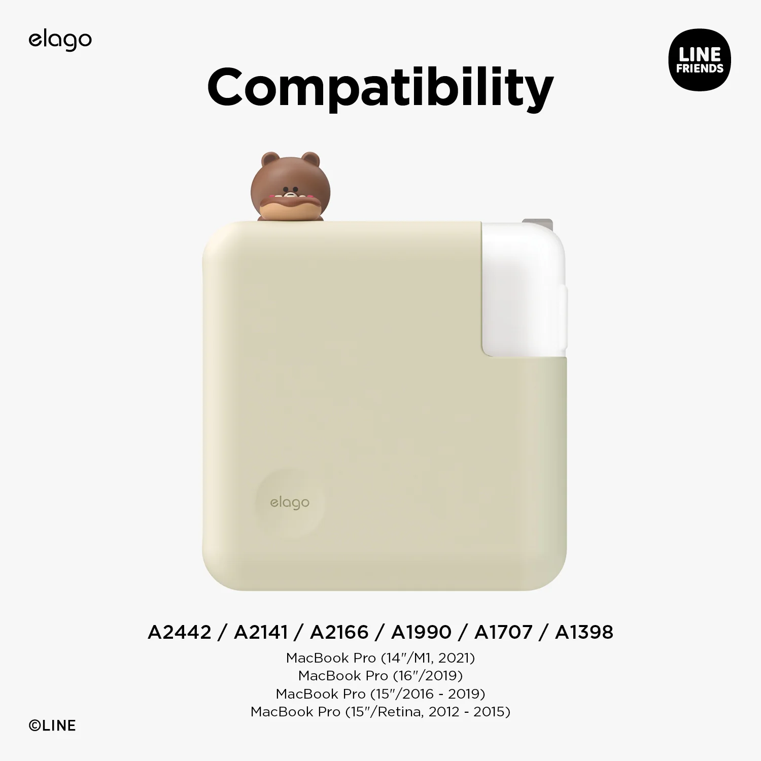 LINE FRIENDS | elago Brown MacBook Charger Cover - Image 3