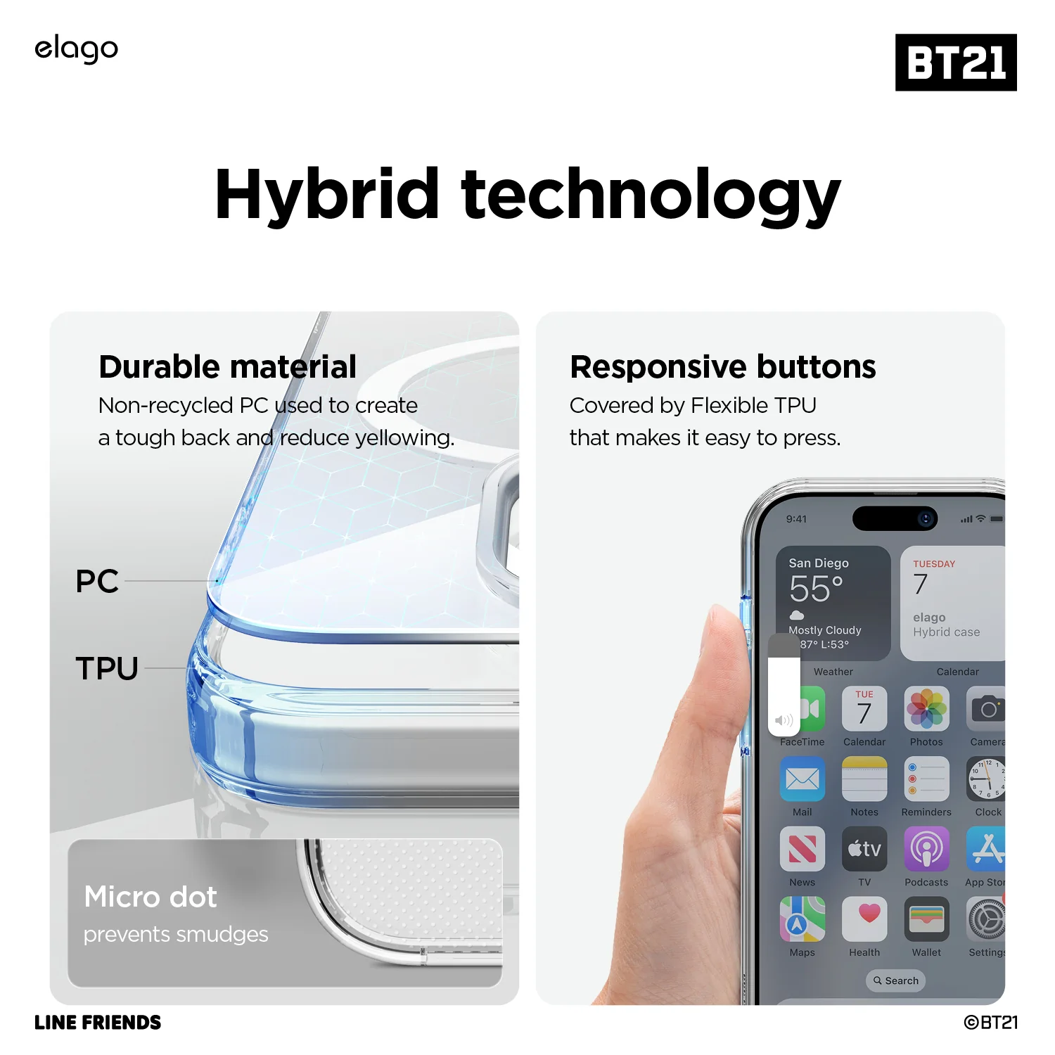 BT21 elago Hope in Love Hybrid Case for iPhone 15 Pro Max - Image 7