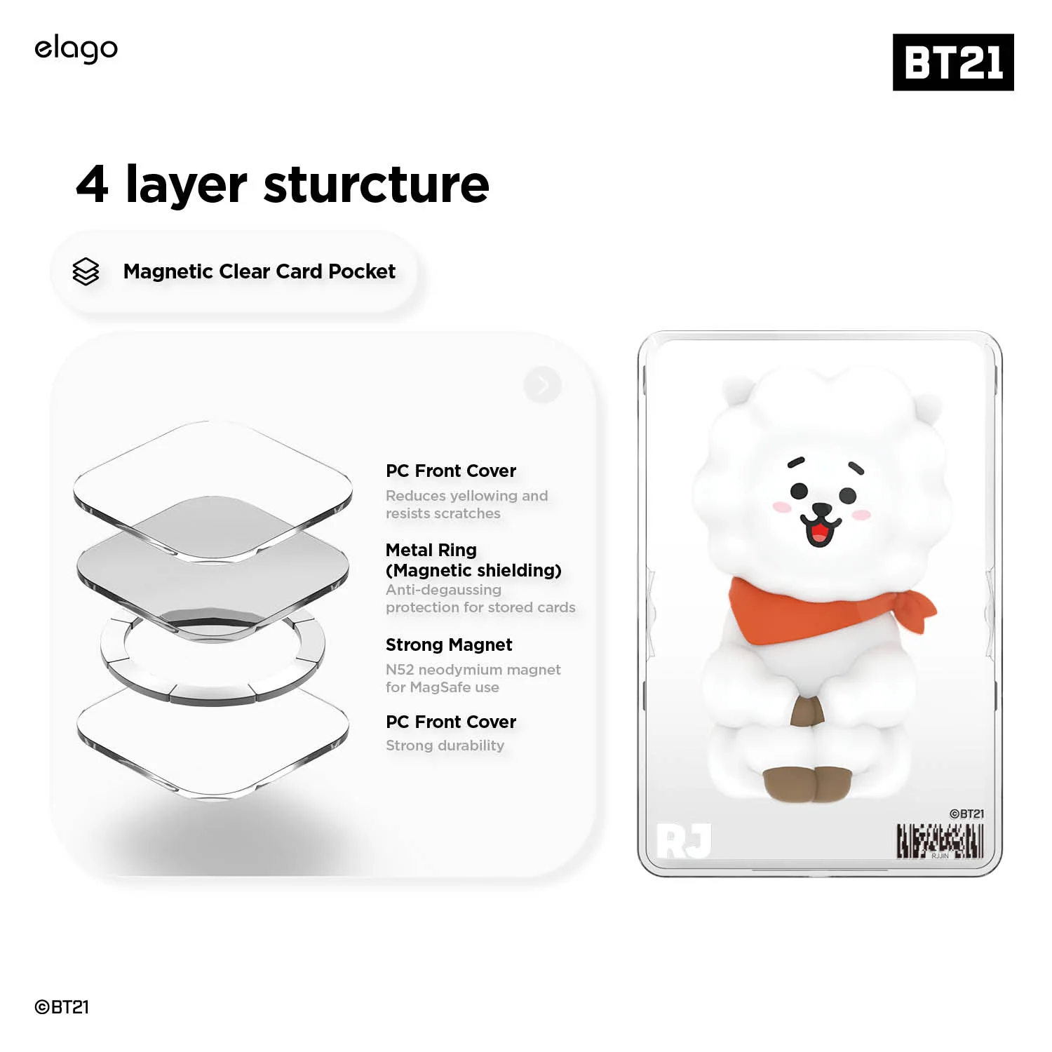 BT21 | elago Magnetic Clear Card Pocket DDP - Image 11