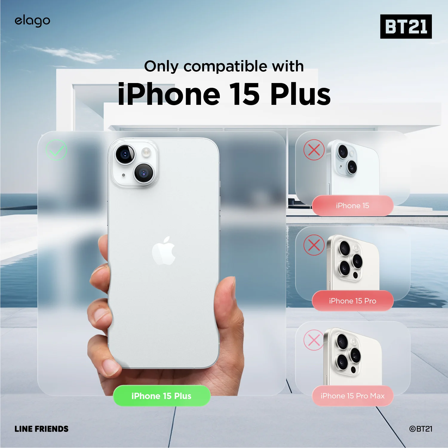 BT21 | elago On the Cloud Hybrid Case for iPhone 15 Plus - Image 2