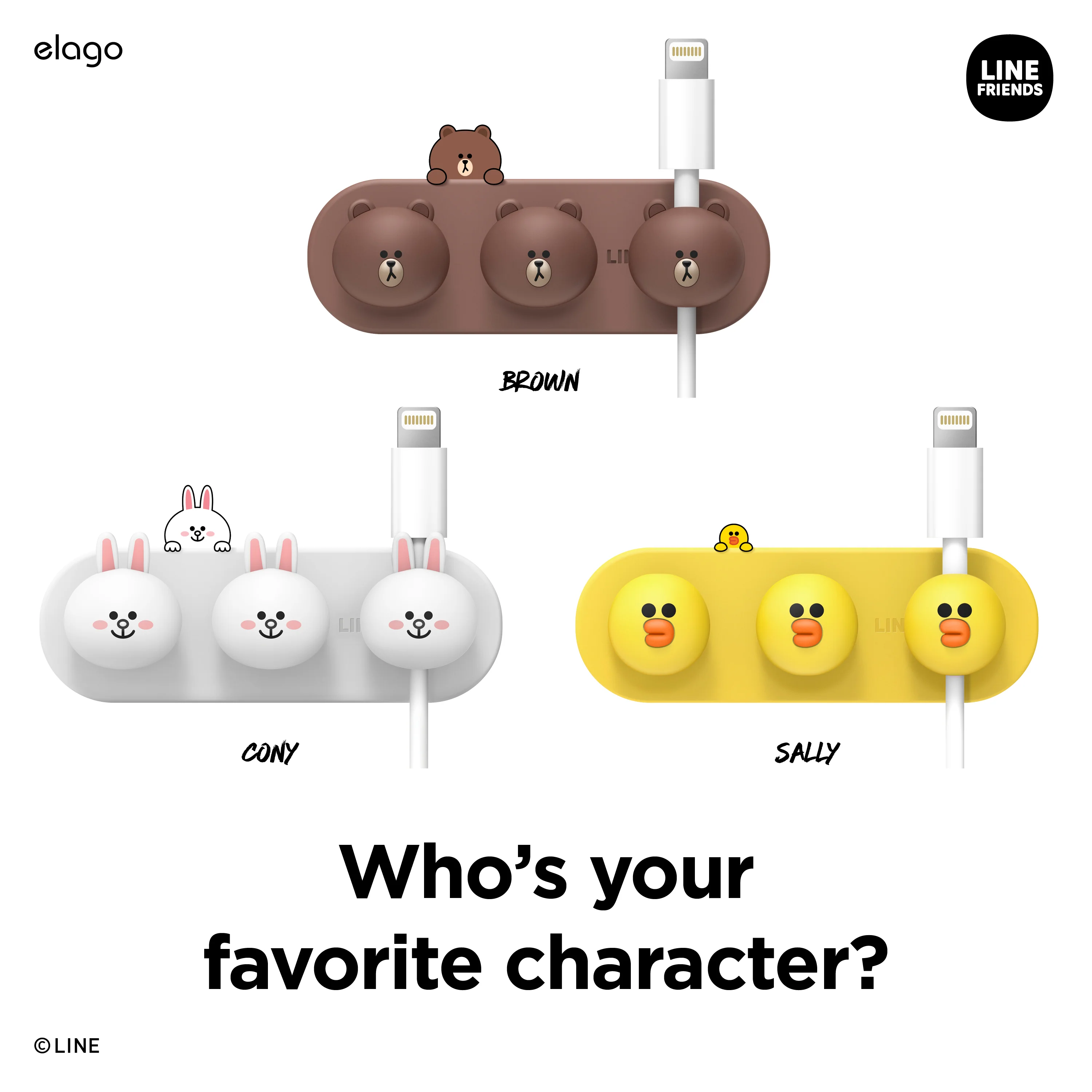 LINE FRIENDS | elago Magnetic Cable Management [3 Colors] - Image 9