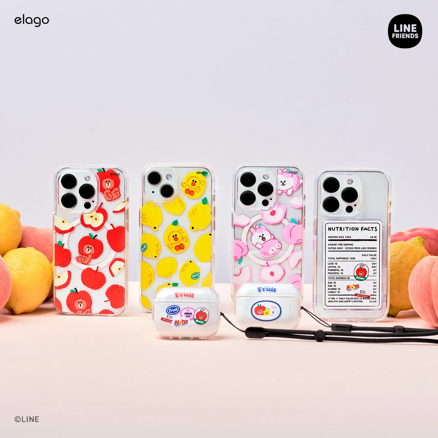 LINE FRIENDS | elago B&F Fruit Shop MagSafe Hybrid Case for iPhone 15 Pro Max - Image 9