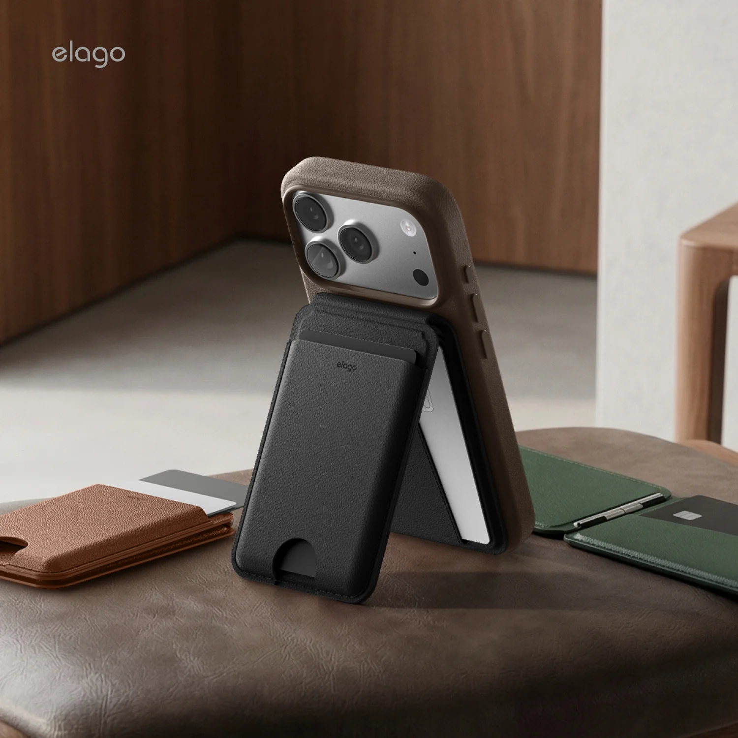 Magnetic Leather Card Holder (Stand Type) [3 Colors] - Image 4