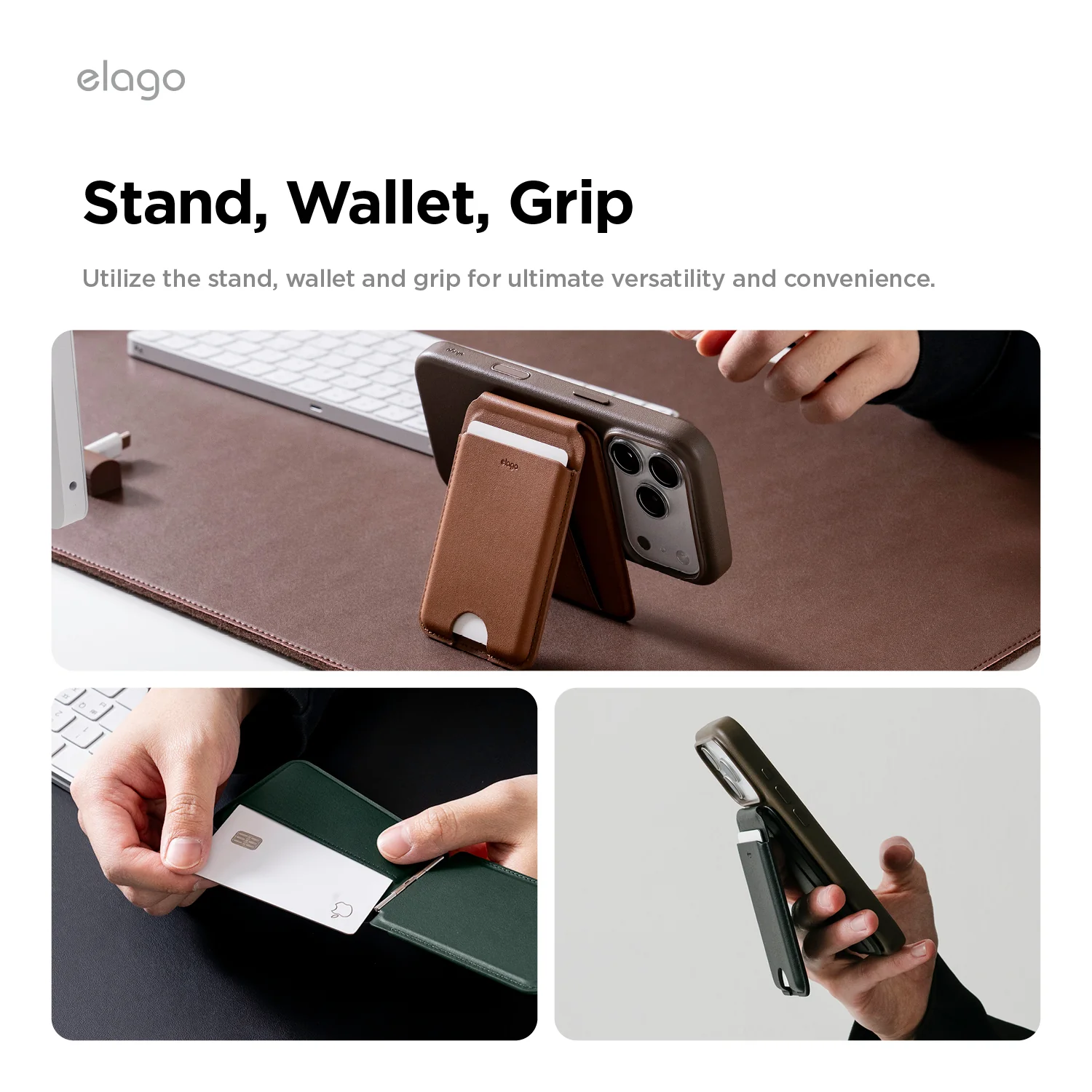 Magnetic Leather Card Holder (Stand Type) [3 Colors] - Image 5