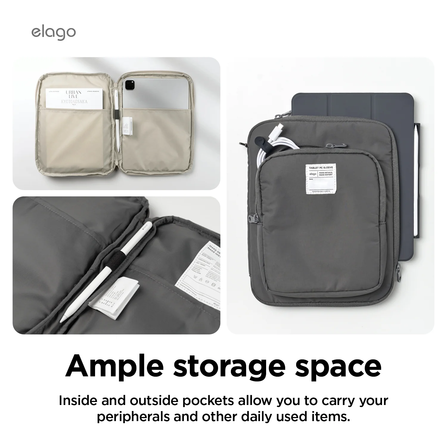 Tablet and Laptop Sleeve [Dark Gray] [3 Sizes] - Image 8