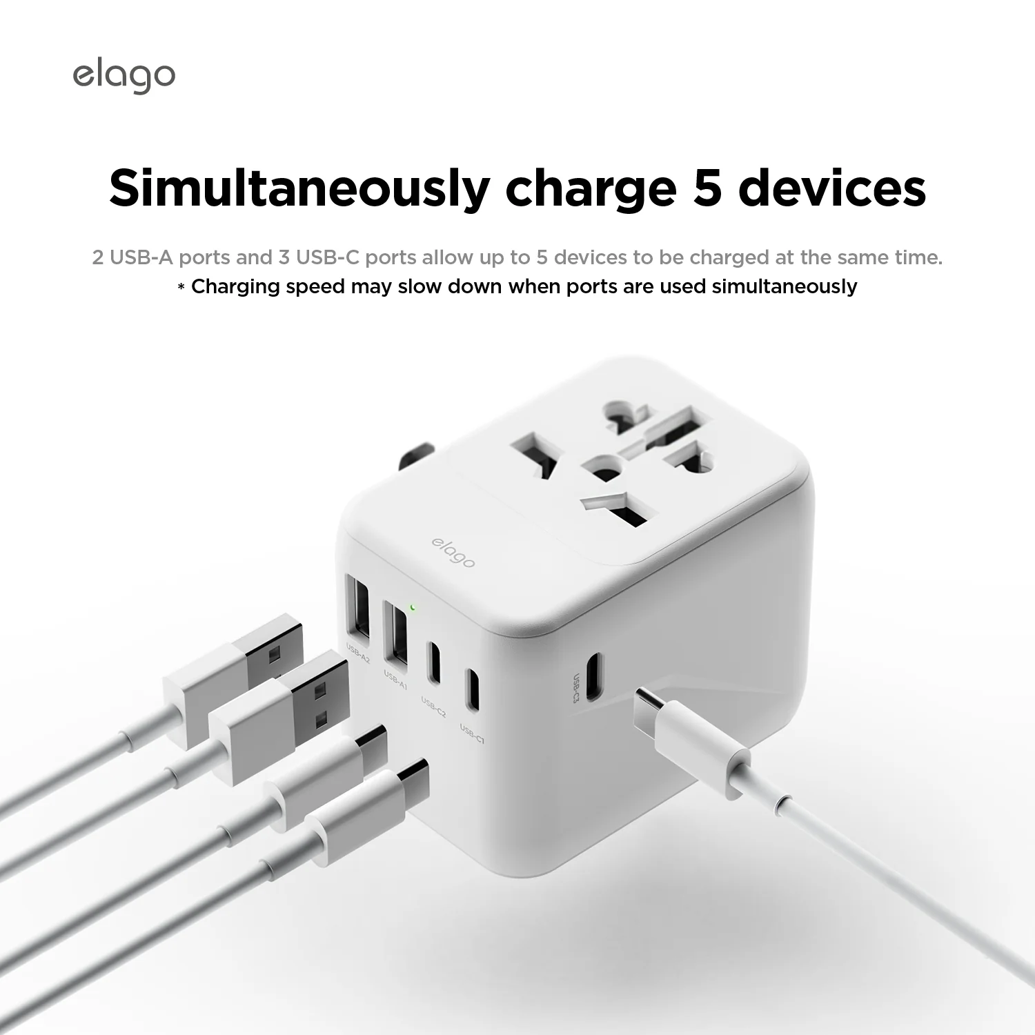 Tripshell Universal Travel Adapter with Multi USB Charging Ports [USB-A / USB-C] - Image 5
