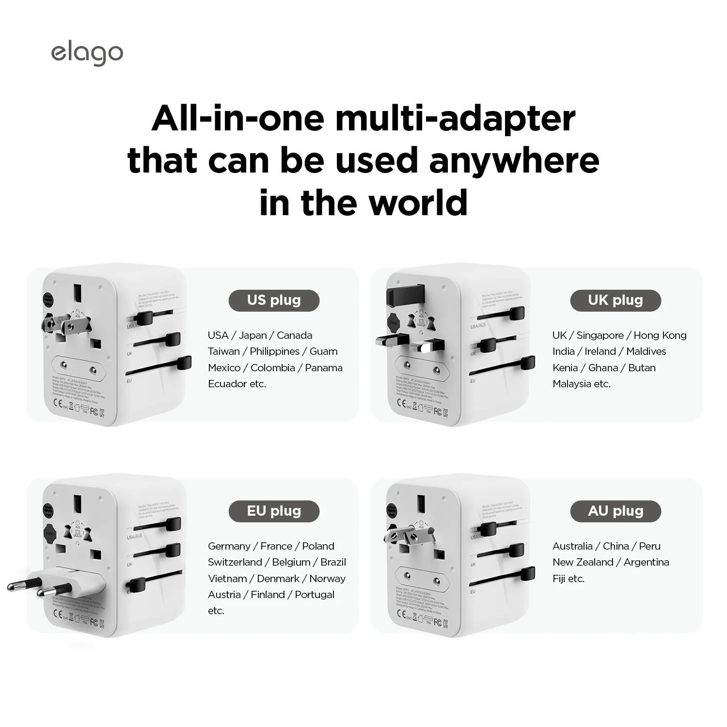 Tripshell Universal Travel Adapter with Multi USB Charging Ports [USB-A / USB-C] - Image 7