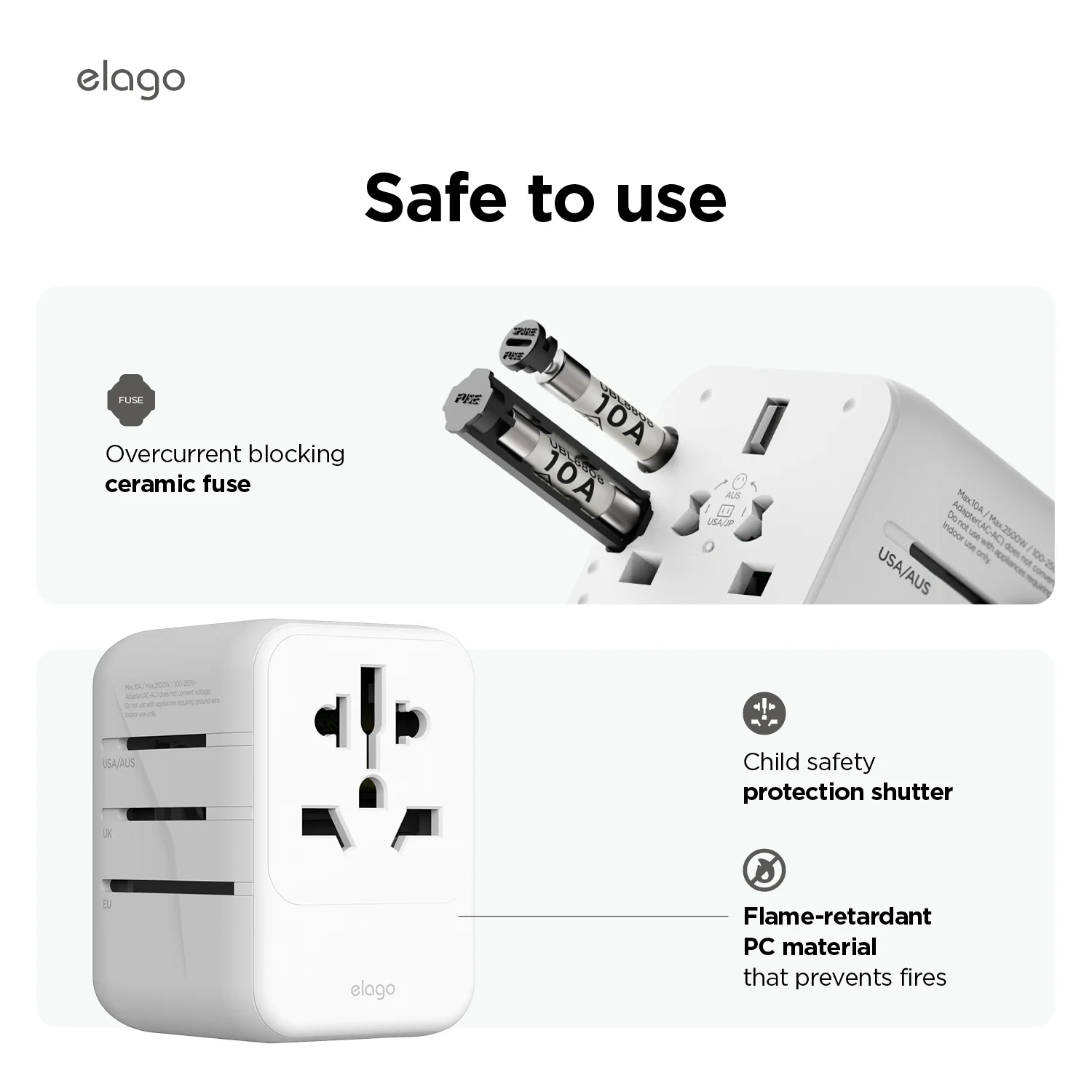Tripshell Universal Travel Adapter with Multi USB Charging Ports [USB-A / USB-C] - Image 8