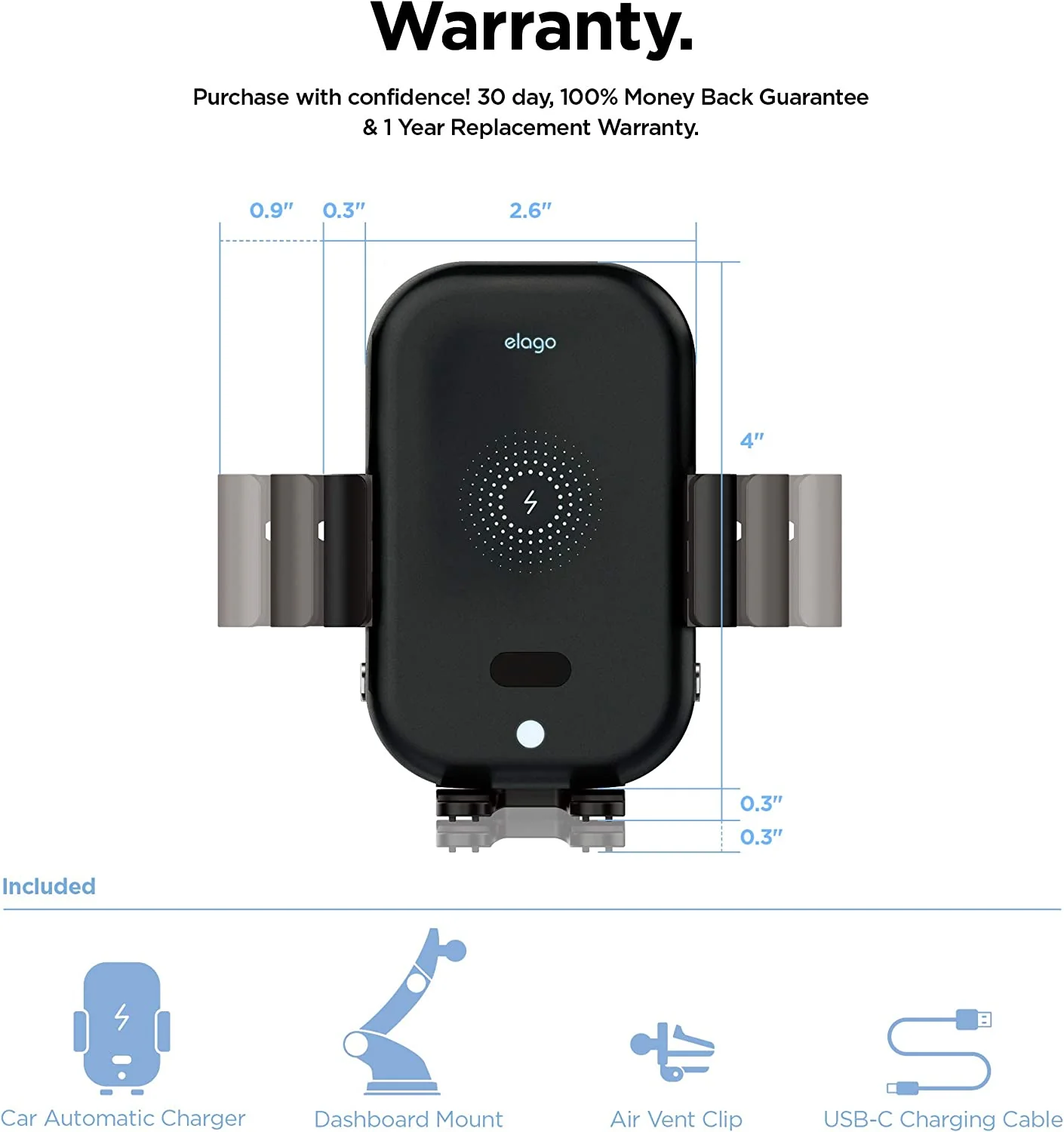 Wireless Car Charger with Auto-Clamping Car Mount - Image 8